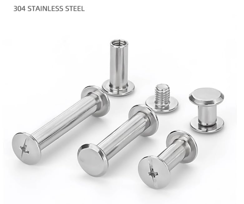 ANRUIDE 90 Set M5 Stainless Steel Chicago Binding Post Screw Assorted Kit Metal Nail Rivet Chicago Button for DIY Leather Decoration Bookbinding (Silvery, M5x 5/16,3/8, 1/2, Inches) - Image 2